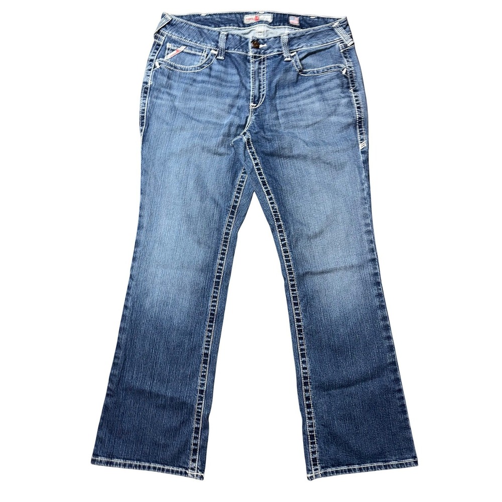 Ariat Women FR Mid Rise Boot Cut Jeans 32R - 10019544 Flame Resistant Blue Denim